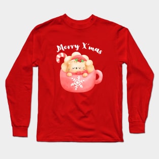 Merry Christmas, Merry X’mas, Meowy Christmas cute and adorable Christmas cat. Long Sleeve T-Shirt